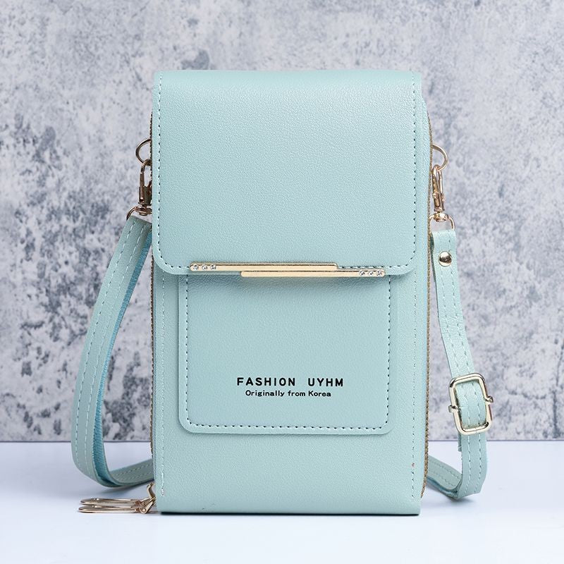 Bolsa de couro feminina com carteira e suporte pra celular