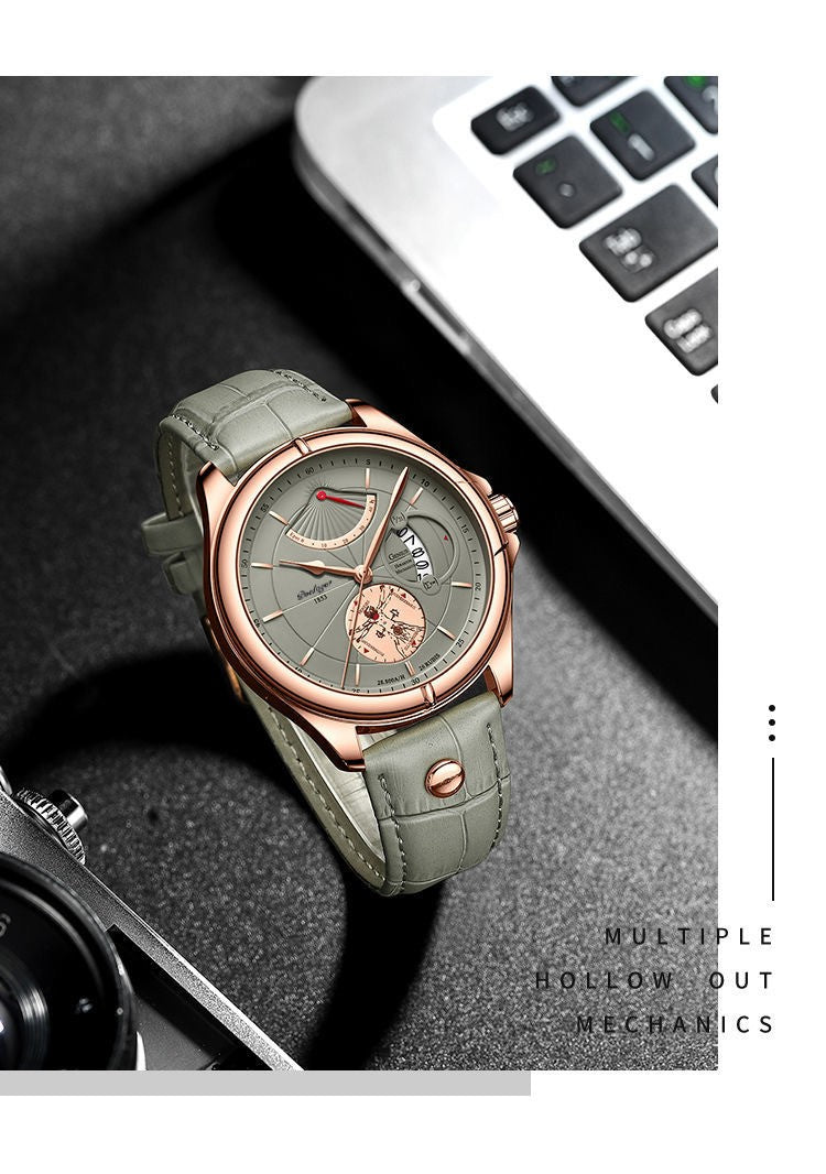 Relógio de pulso Premium POEDAGAR, quartzo, pulseira de couro Masculino
