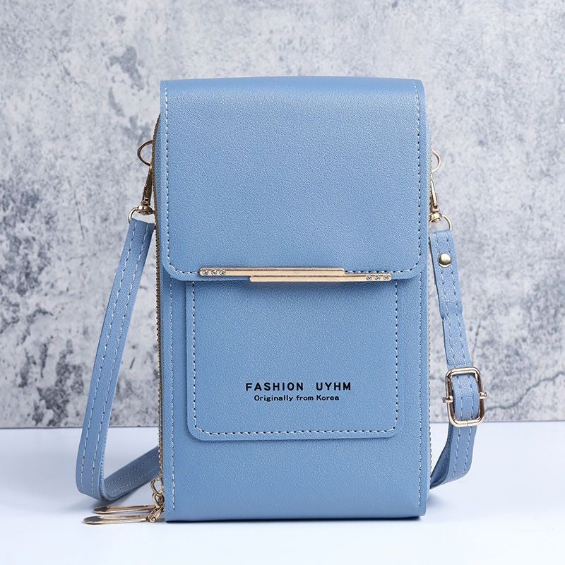 Bolsa de couro feminina com carteira e suporte pra celular