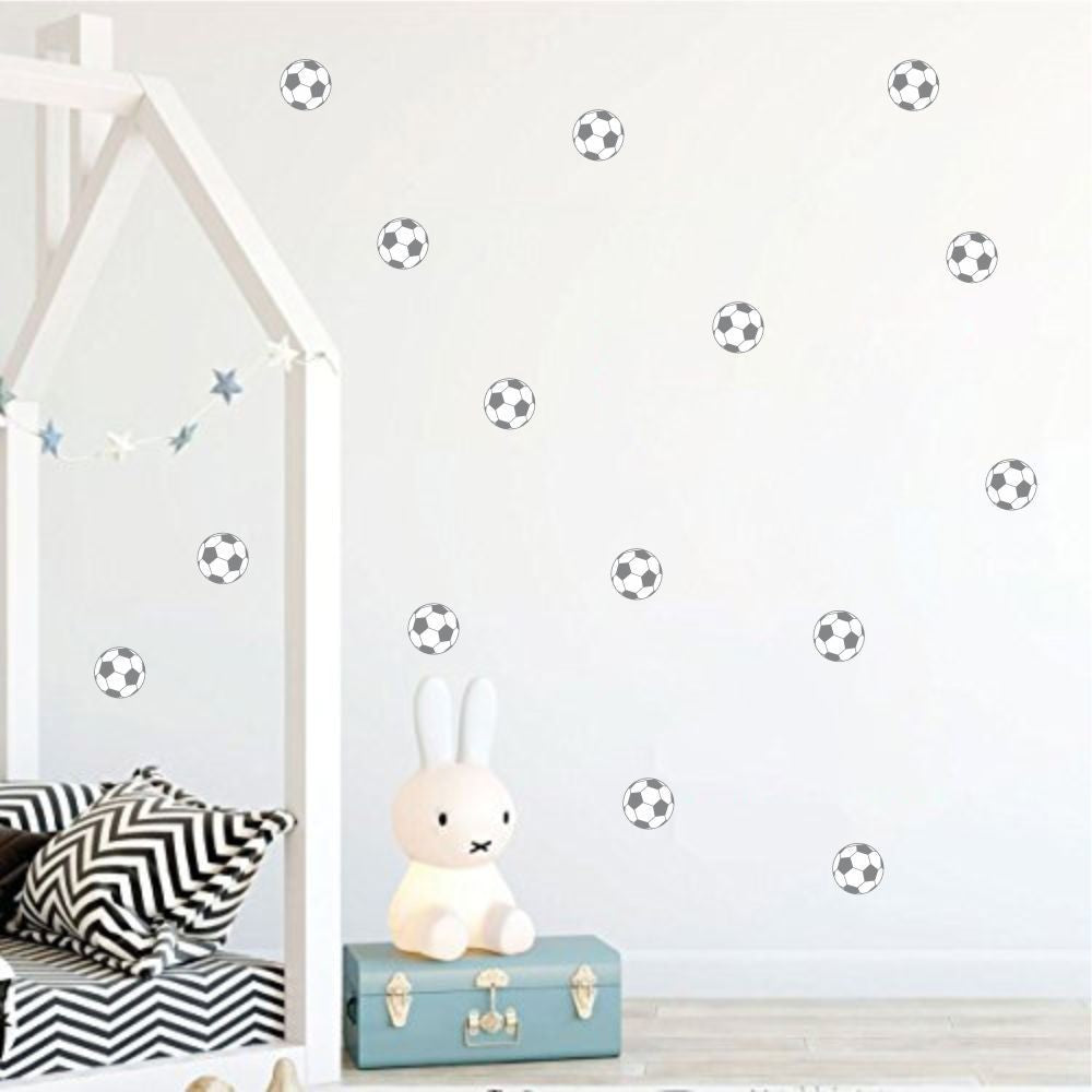 Adesivo de Parede 15 Bolinhas de Futebol 5cm Decoração - Cinza