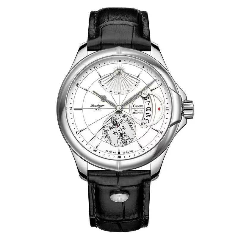 Relógio de pulso Premium POEDAGAR, quartzo, pulseira de couro Masculino