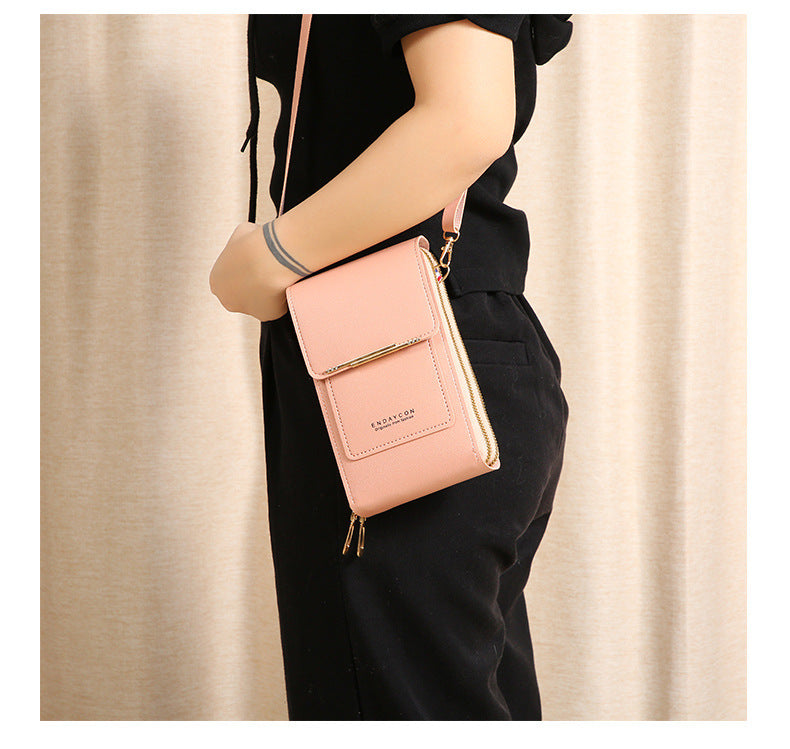Bolsa de couro feminina com carteira e suporte pra celular