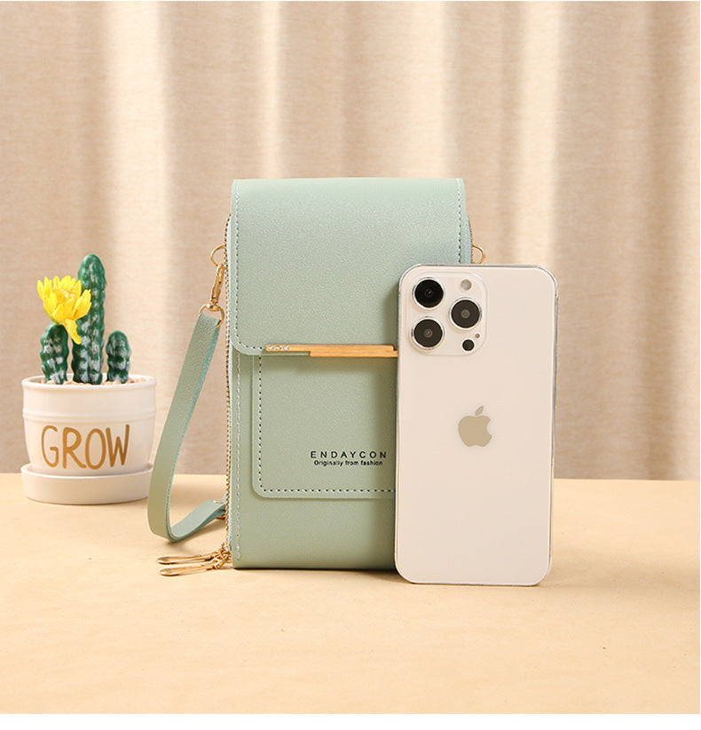 Bolsa de couro feminina com carteira e suporte pra celular