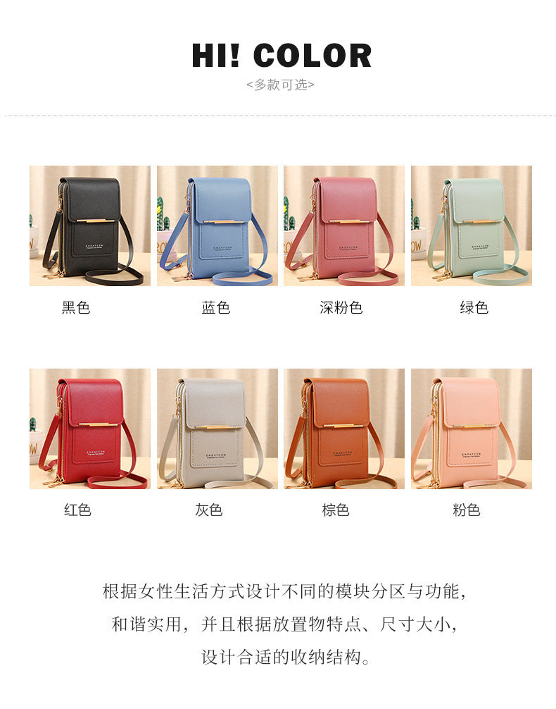 Bolsa de couro feminina com carteira e suporte pra celular
