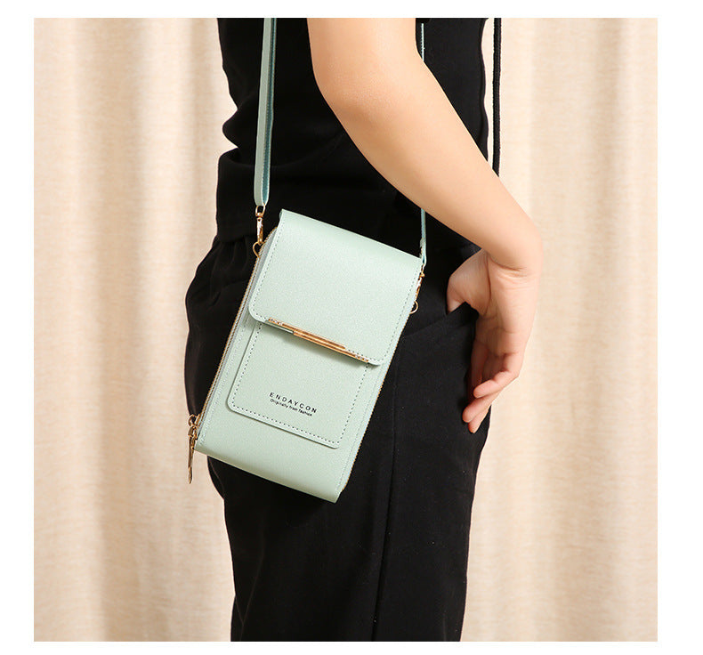 Bolsa de couro feminina com carteira e suporte pra celular