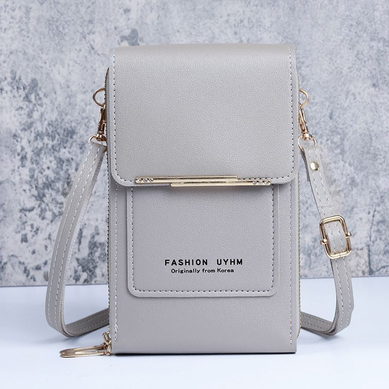 Bolsa de couro feminina com carteira e suporte pra celular
