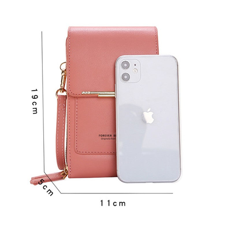 Bolsa de couro feminina com carteira e suporte pra celular