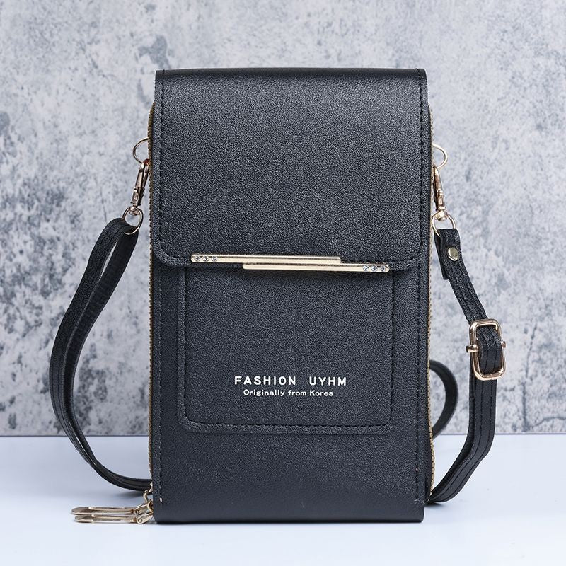 Bolsa de couro feminina com carteira e suporte pra celular