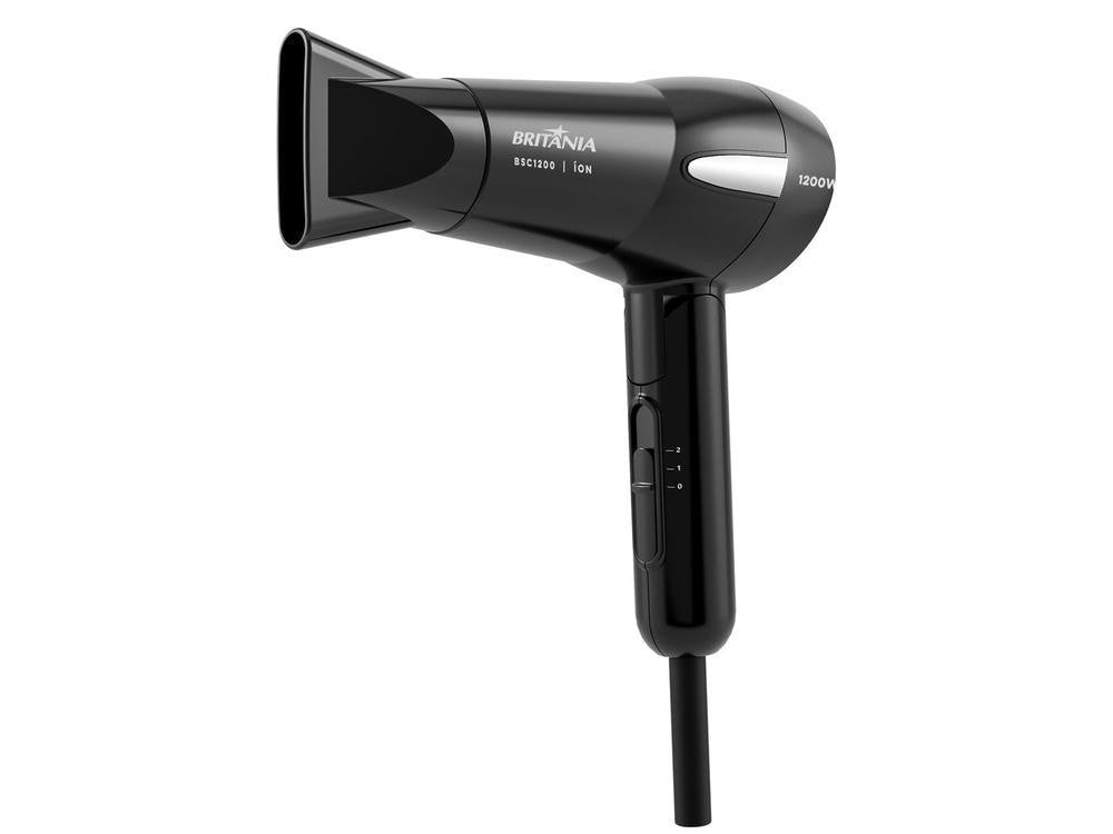 Secador de Cabelo Britânia Íons Turmalina Preto 1200W 2 Velocidades BSC1200